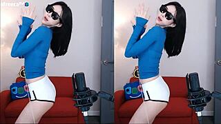 cute korean dances sexy on stage with big tits