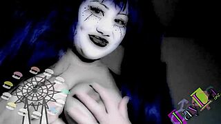 Asian Clown Roleplay Strips Panties Ripping Clothes for Shaved Pussy Tease