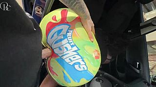 Big ass ebony slut poked through shorts hole carside?