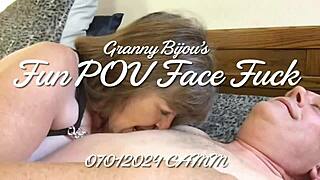 Granny Bijou loves this closeup POV face fuck deepthroat action! 👵🍆💦